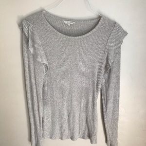 Ruffle Shoulder Long Sleeve Shirt